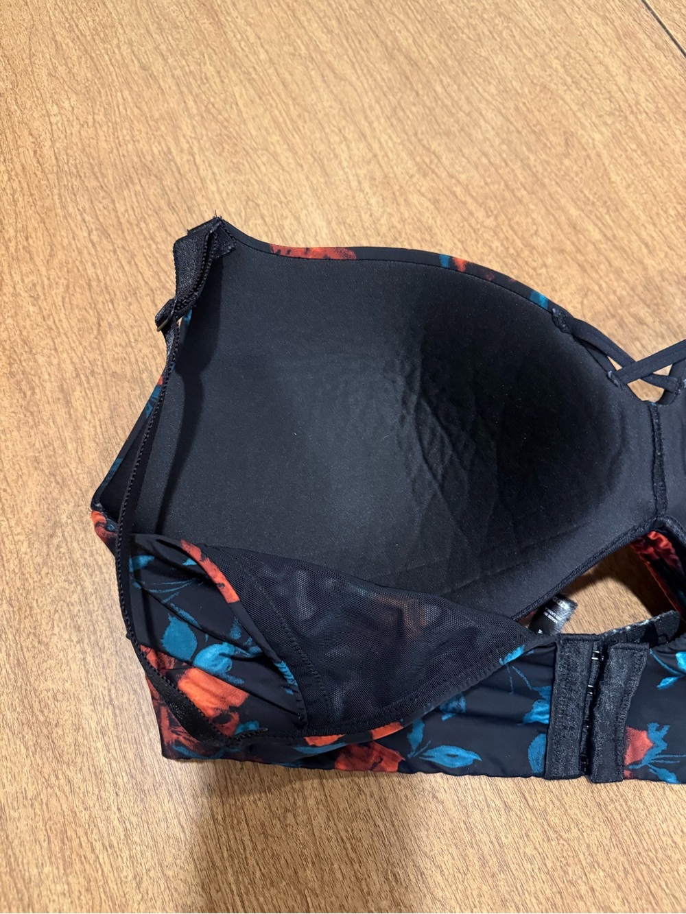 Torrid Dream Wire Free Push Up Bra 42DD Plus Size Women's Black Floral Padded - Picture 7 of 11